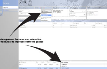 novedad retencion facturas ingresos gastos galibo